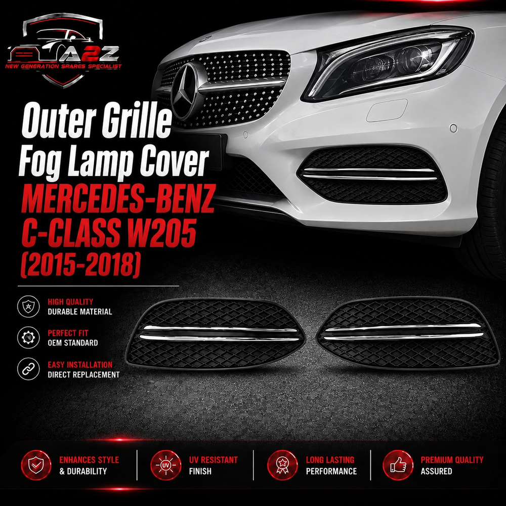 Outer Grille Fog Lamp Cover With Chrome Compatible With MERCEDES-BENZ C-CLASS W205 2015-2018 Fog Lamp Cover With Chrome Left 2058851123 & Right 2058851223 A2058851123 Tag-FC-273