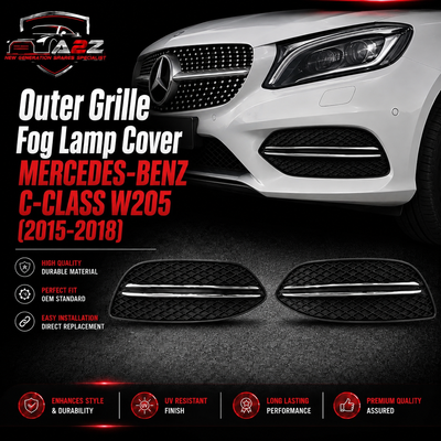 Outer Grille Fog Lamp Cover With Chrome Compatible With MERCEDES-BENZ C-CLASS W205 2015-2018 Fog Lamp Cover With Chrome Left 2058851123 & Right 2058851223 A2058851123 Tag-FC-273