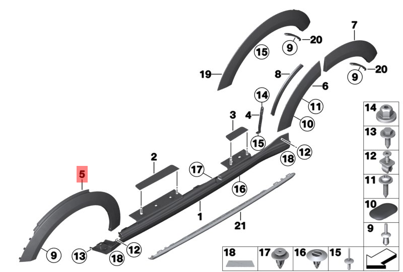 Front Right Wheel Arch (EYEBROW ) 51779800762 Compatible With MINI COUNTRYMAN (R60) Tag No.118