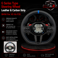 G Series Type Steering Wheel Leather & Carbon Strip Compatible With BMW For X5 X6 F30