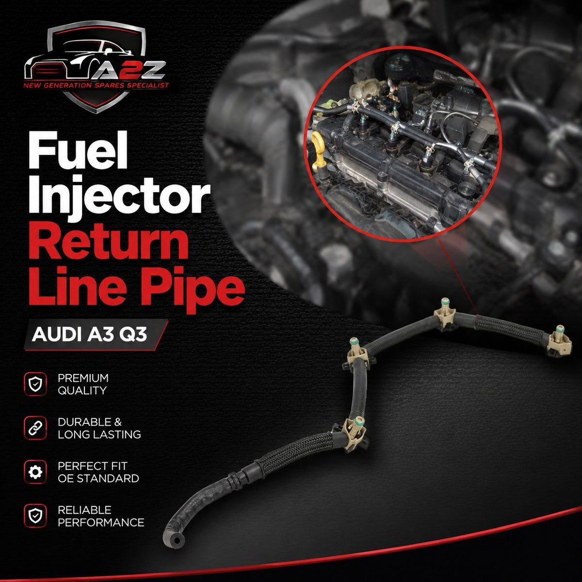 Fuel Injector Return Line Pipe 04L130235J 04L130235N Compatible With AUDI A3 Q3 & SKODA KODIAQ I (NS6, NS7, NV7)