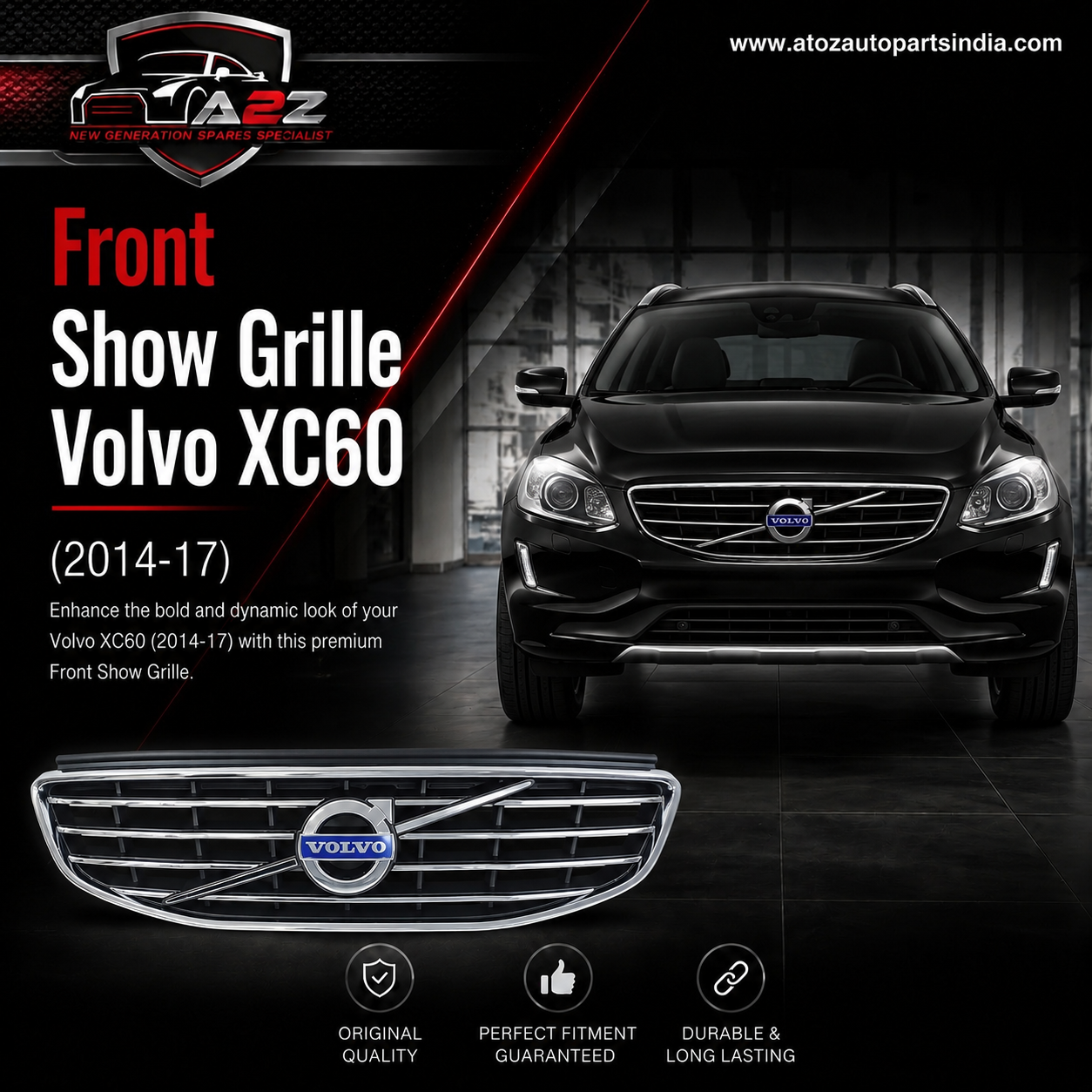 Front Bumper Grille 31364322 Compatible With Volvo XC60 (2014-17)