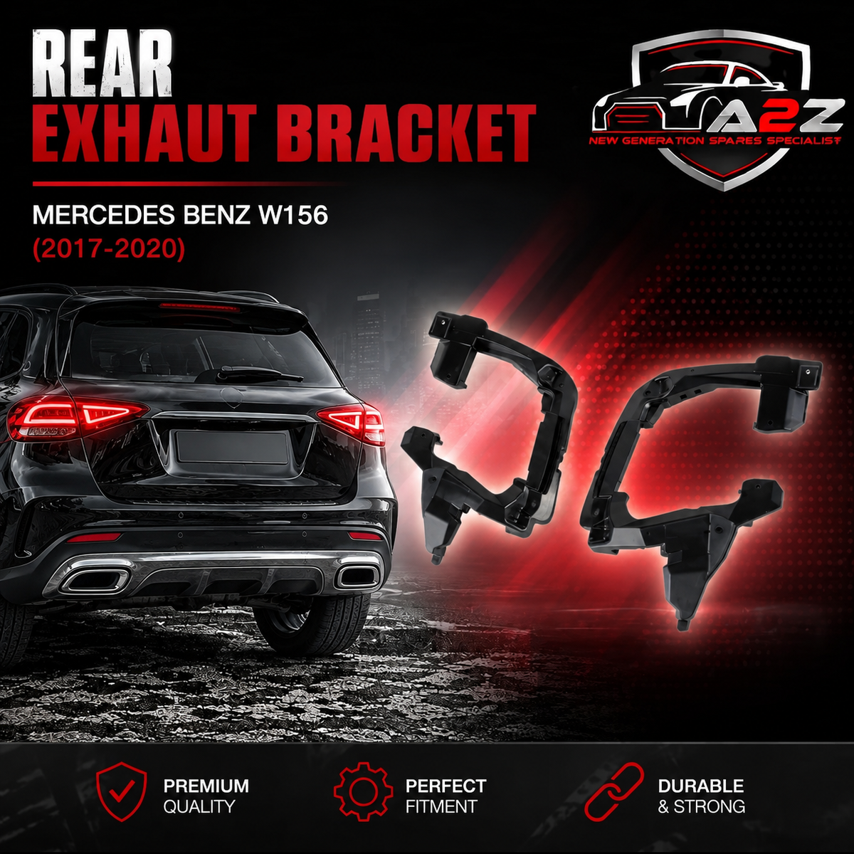 Rear Exhaut Bracket Left 1568850114 & Right 1568850214 Compatible With Mercedes Benz (W156) GLA-Class (2017-2020) Tag  No.543
