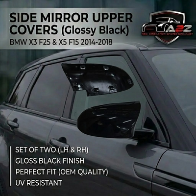 Side Mirror Upper Cover (Side Mirror cover) Glossy Black Horn Model Left 51167365113 &  Right 51167365114 Compatible With BMW X3 F25 & X5 F15 2014-2018 TAG-SMC-65