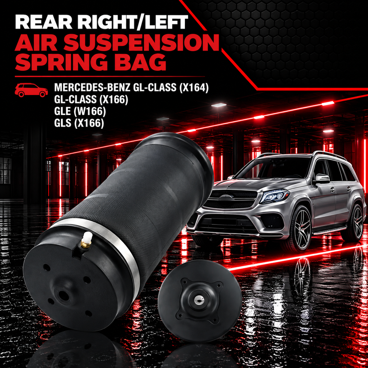 Rear Right/Left Air Suspension Spring Bag 1643200825 1643200925 1643201025 1663200325 1663200625 Compatible With MERCEDES-BENZ GL-CLASS (X164) & GL-CLASS (X166) & GLE (W166) & GLS (X166)