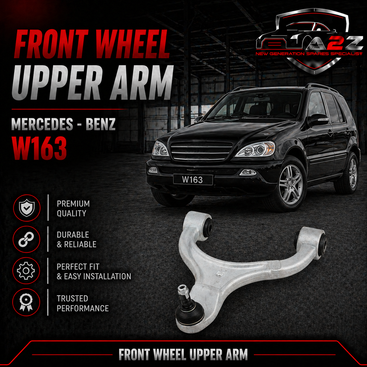 Front wheel upper arm Left 1633330001 A1633330001 Right 1633330101 A1633330101 Compatabile With Mercedes - Benz W163