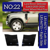 Front Wheel Mud Flap Left LR146717 & Right LR146715 Compatible With Land Rover Defender (L663) (2020-2024) Tag No.22