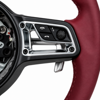 Burgundy Smooth Leather Steering Wheel Compatible With Porsche All Models