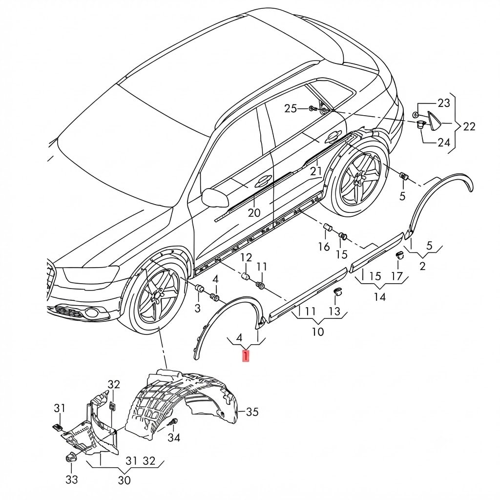 Front Left Wheel Arch (EYEBROW) 8U0853717 Compatible With AUDI Q3 (8UB, 8UG) (2012-2015) Tag-EY-02
