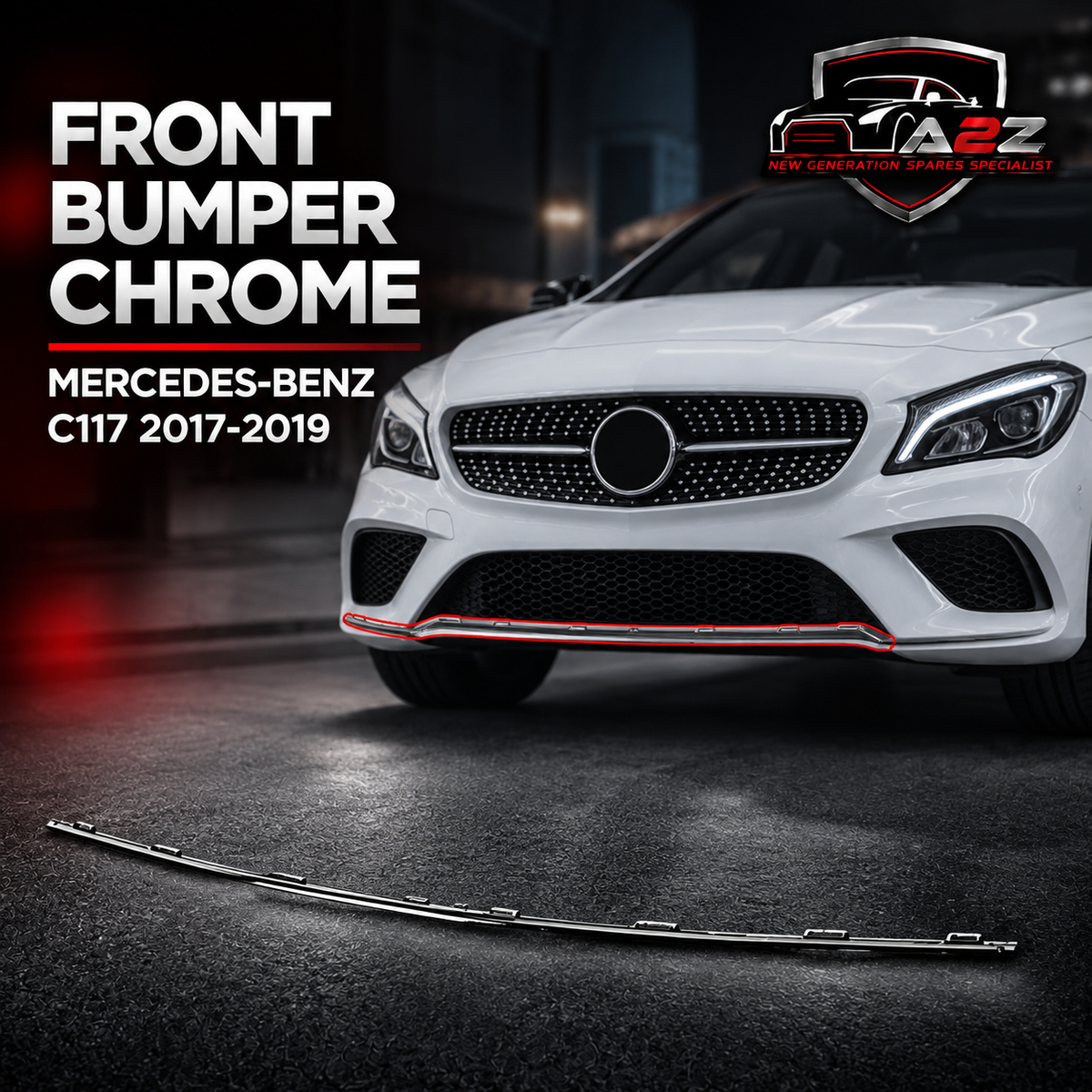 Front Bumper Chrome 1178854900 Compatible With MERCEDES-BENZ CLA Coupe (C117) 2017-2019 Tag No.112