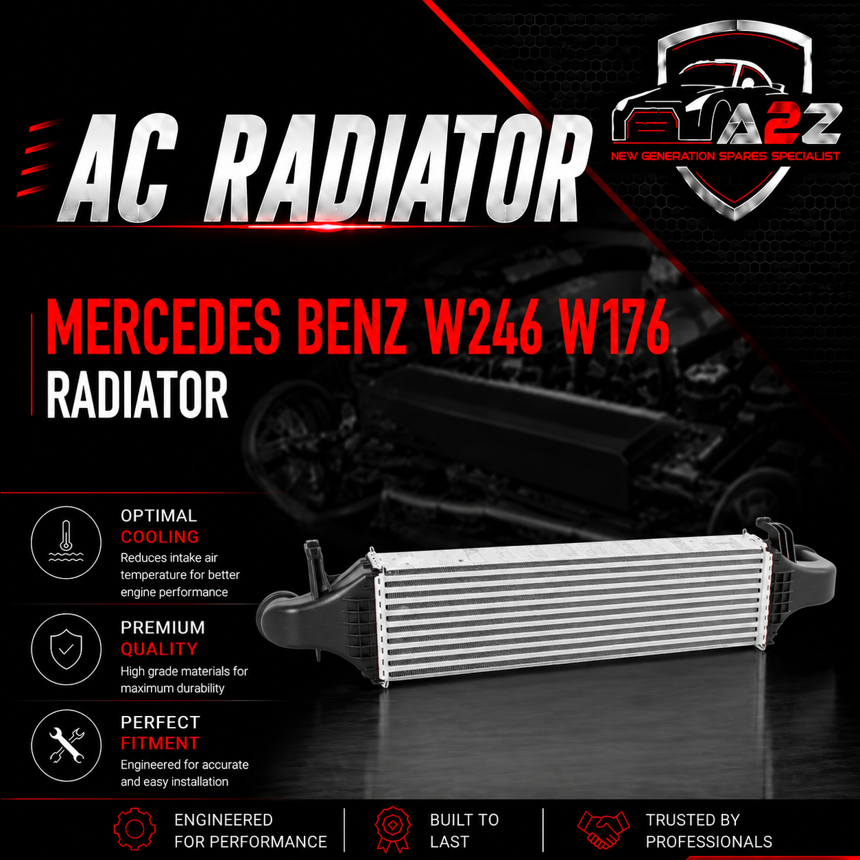 Radiator Intercooler 2465000100 Compatible With Mercedes Benz W246 W176