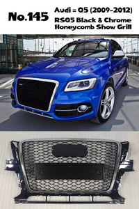 RSQ5 Black And Chrome Honeycomb Show Grill 8R0853651A Compatible With Audi = Q5 (2009-12) Tag No.145