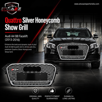 RS4 Quattro Silver Honeycomb Show Grill Compatible With Audi A4 B8 Facelift (2013-16) Tag No.15