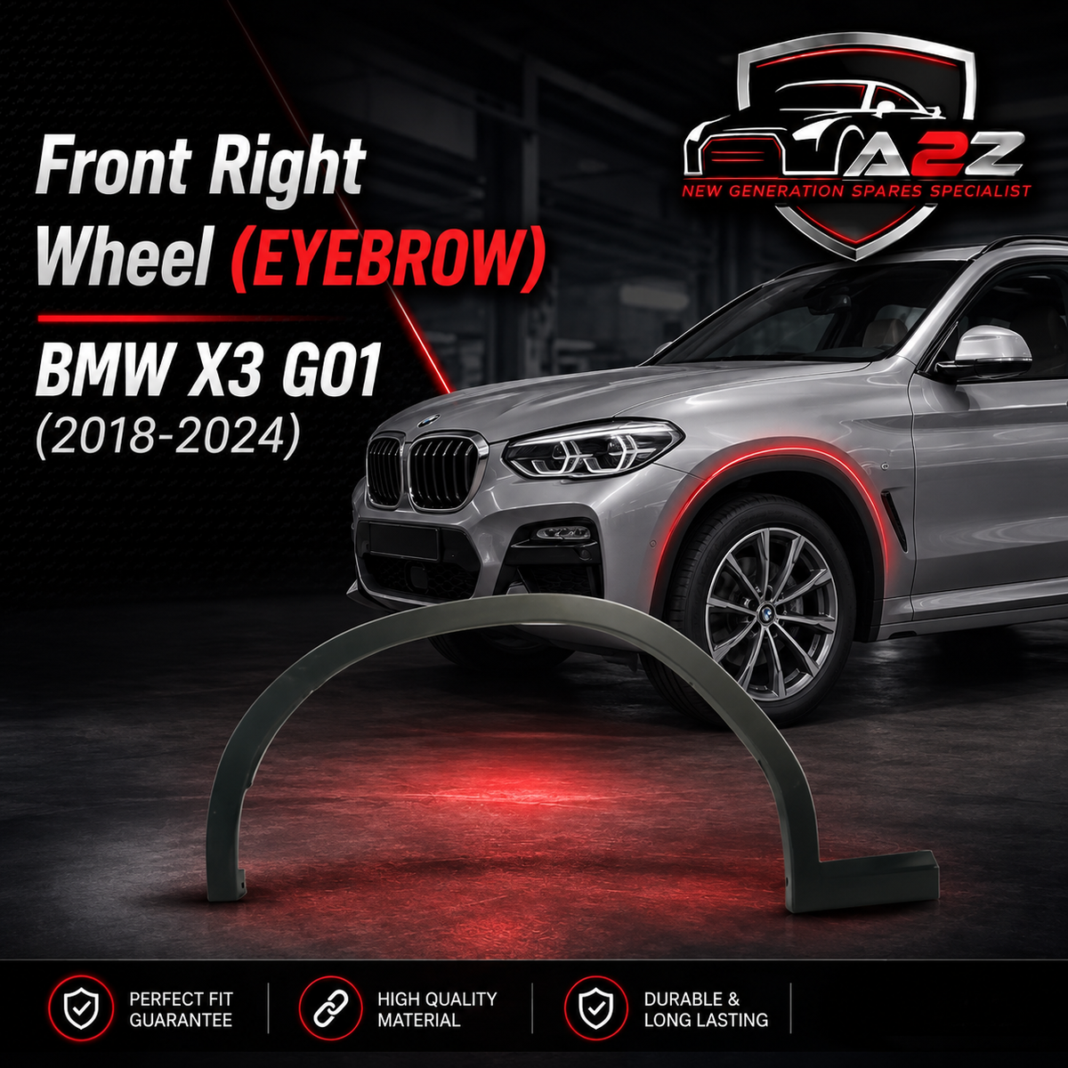 Front Right Wheel Eyebrow 51777400672 Compatible With BMW X3 G01 LCI (2018-2024) Tag No.204