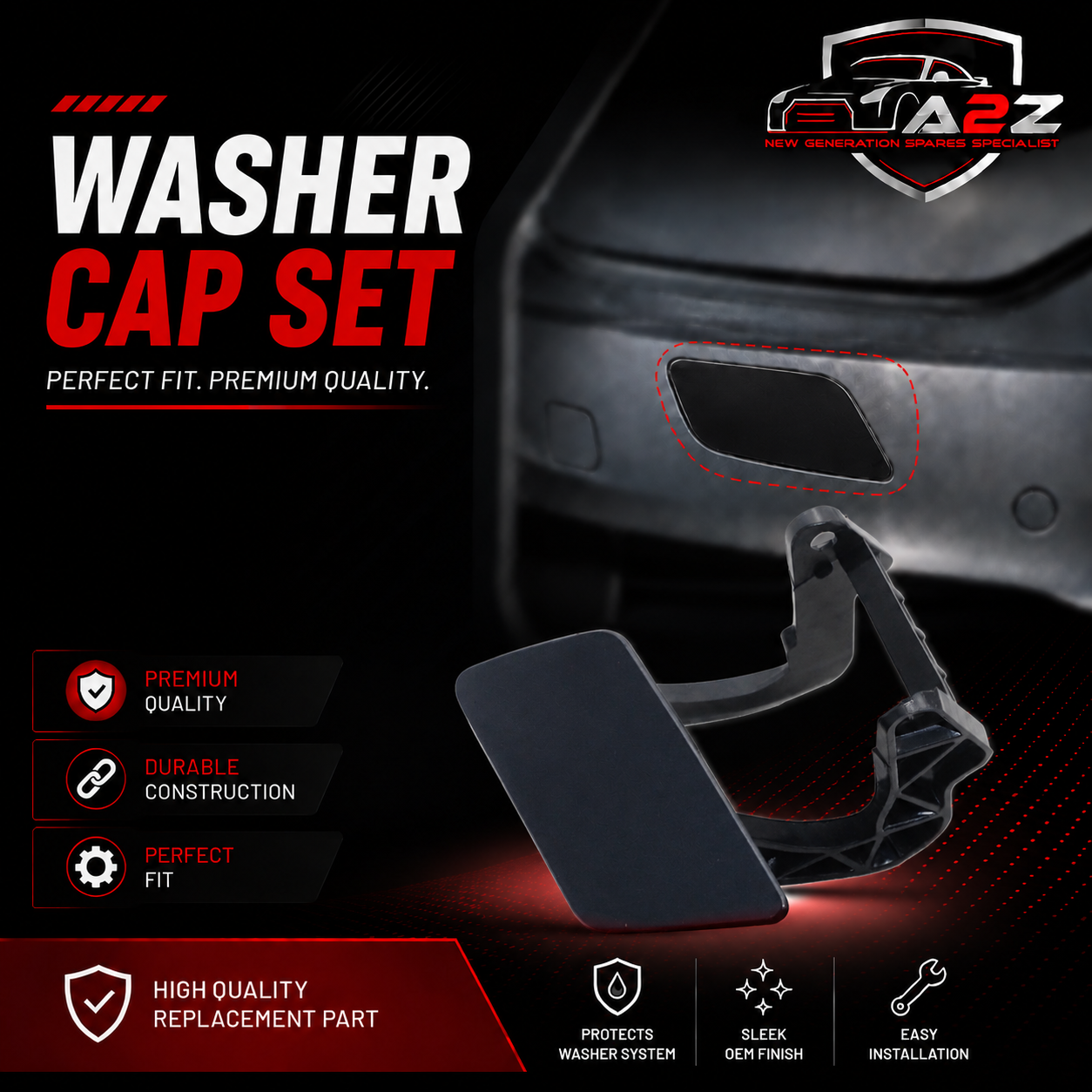 Washer Cap  Left 2048600108 & Right 2048600208 Compatible With Mercedes Benz (W204) GLK-Class (2009-2012) Tag No.272