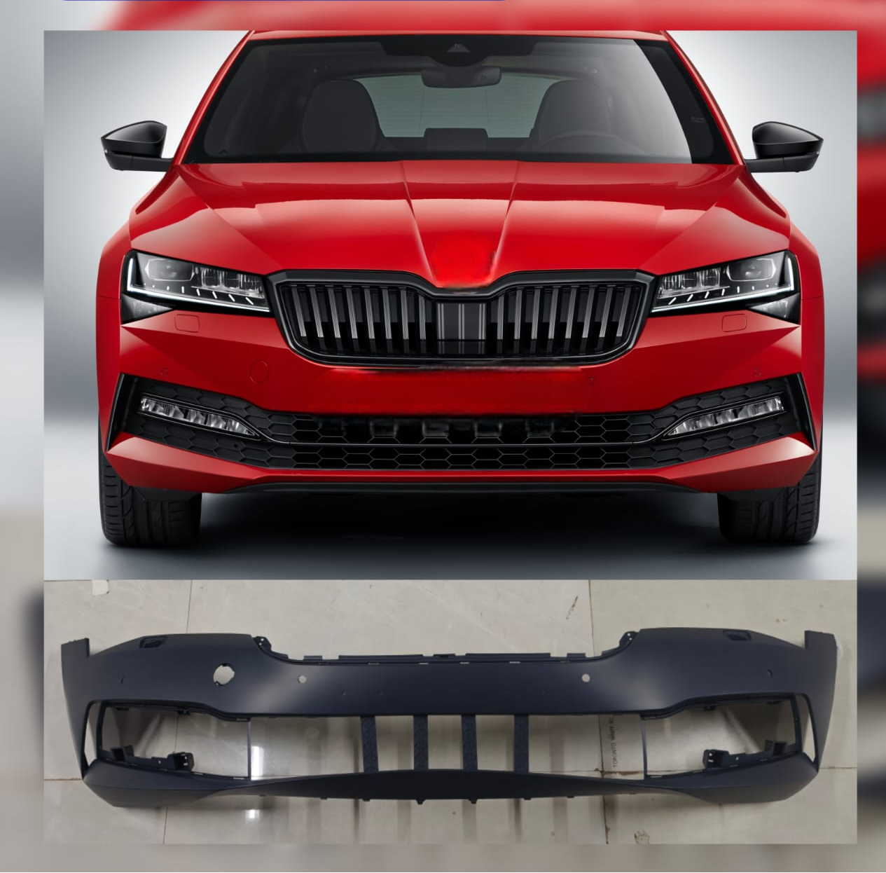 Complete Front Bumper 3V0807218G Compatible With Skoda Superb (2019-2024) Tag No.1163