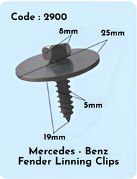 Fender Linning Clips  (Set of 10) Code:2900 Compatible With Mercedes Benz