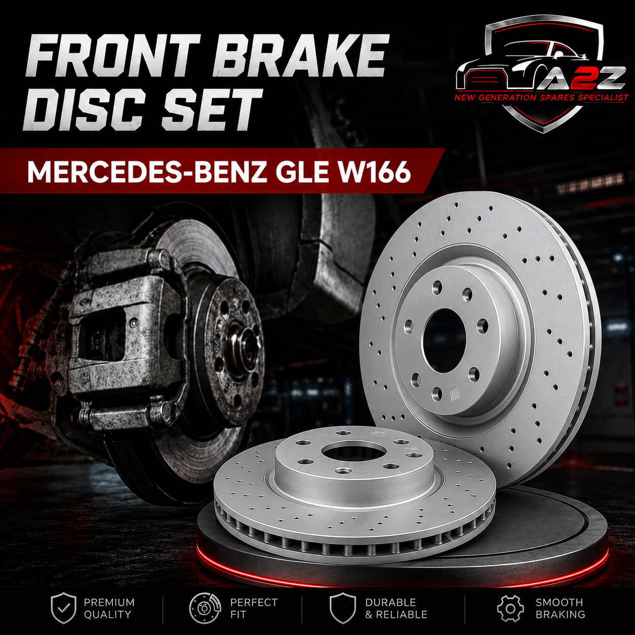 Front Brake Disc Set A1664211012 A1664211500 Compatible With MERCEDES-BENZ GLE W166