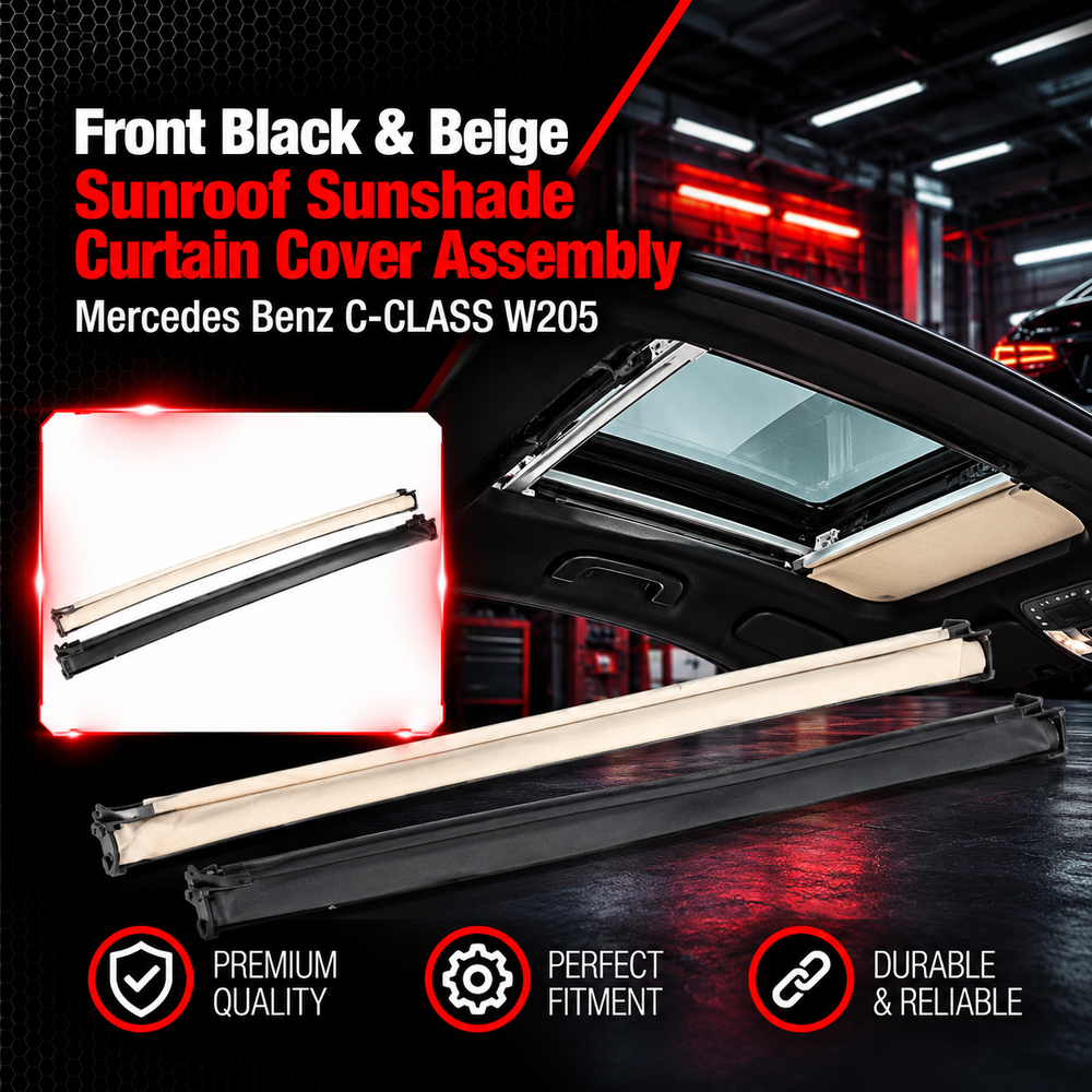 Front Black & Beige Sunroof Sunshade Curtain Cover Assembly Compatible With Mercedes Benz C-CLASS W205