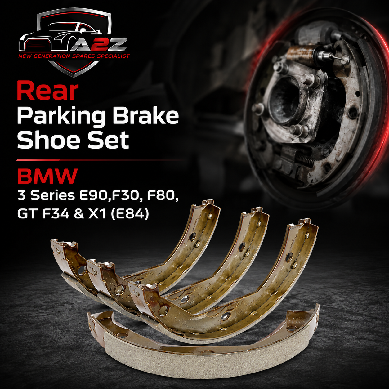 Rear Parking Brake Shoe Set 34410393646 34416780041 Compatible With BMW 3 Series E90,F30, F80, GT F34 & X1 (E84)