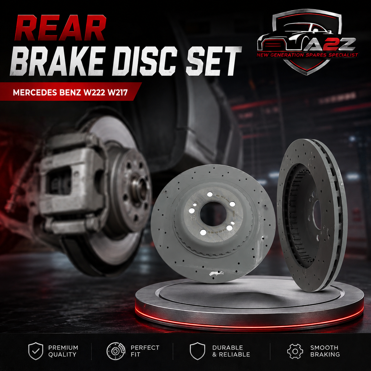 Rear Brake Disc Set 2224200672 Compatible With Mercedes Benz W222 W217
