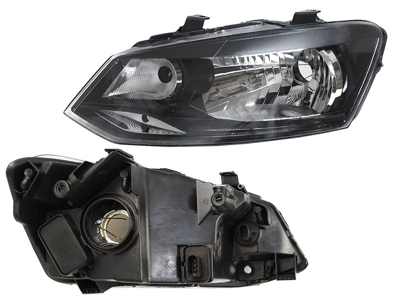 Head Light Black Set Left 6RU941015 & Right Compatible With Volkswagen Polo 2009-2022
