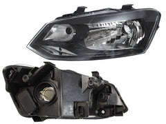 Head Light Black Set Left 6RU941015 & Right Compatible With Volkswagen Polo
