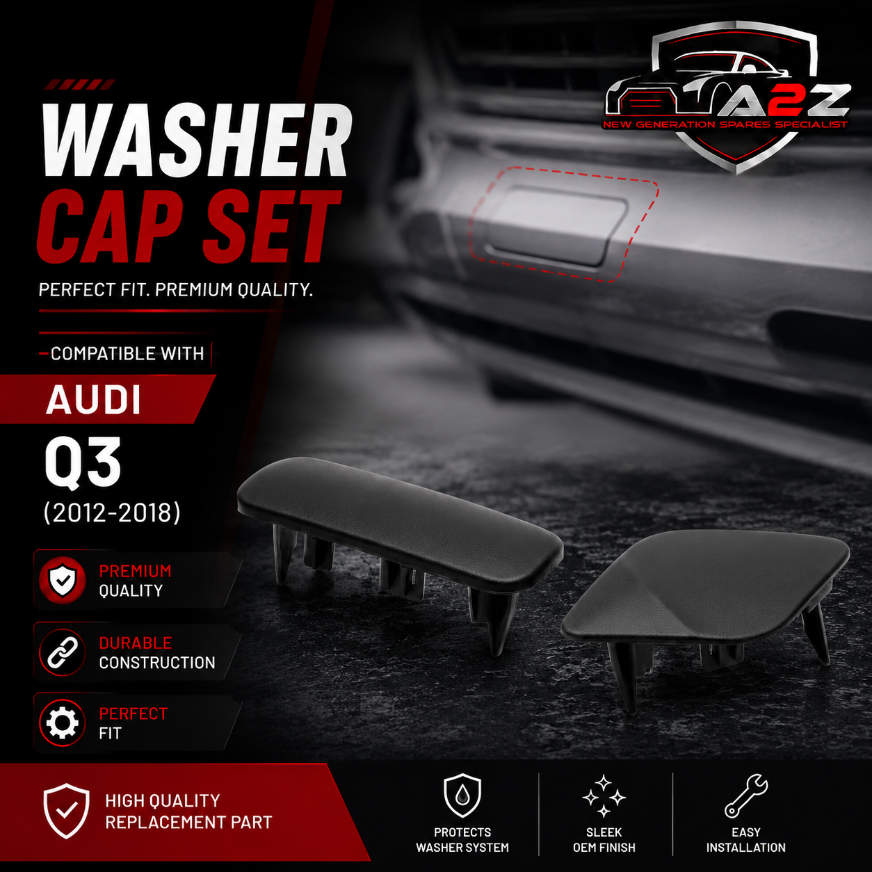 Audi Q3 (2012-2018) Washer Cap Set. 8U0955275 = L.H, 8U0955276 = R.H. Tag 72