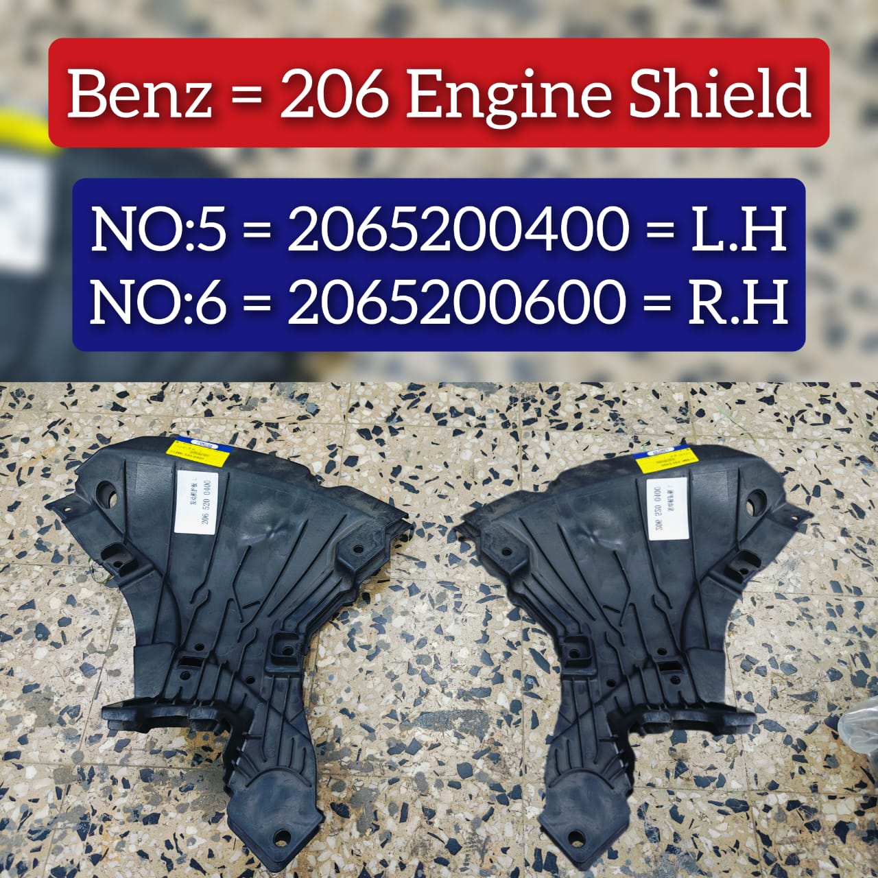 Engine Shield Left 2065200400 Right 2065200600 Compatible With MERCEDES-BENZ C-Class W206 Tag No.5 And 6
