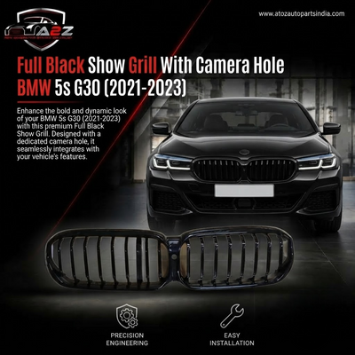 Full Black Show Grill With Camera Hole 51129852169 Compatible With BMW 5s G30 LCI (2021-2023) Tag No.79