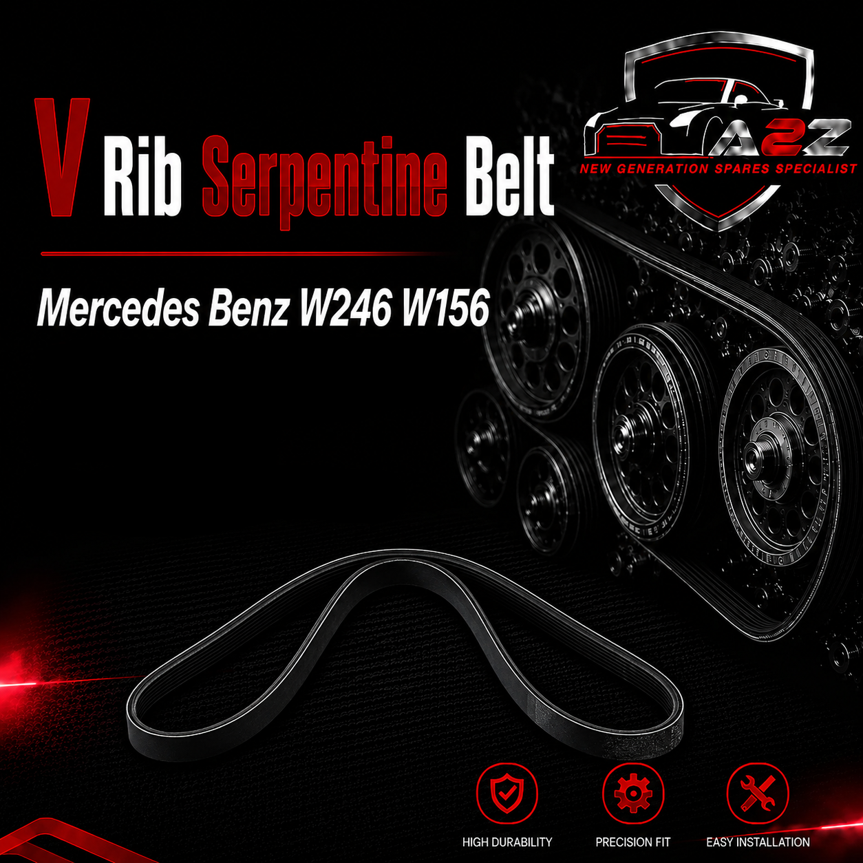 V-ribbed Serpentine Belt 0029931196 Compatible With Mercedes Benz W246 W156