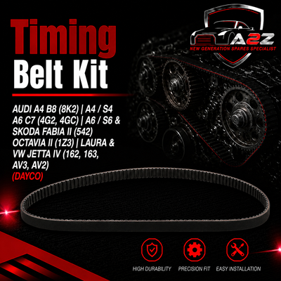 Timing Belt Kit KTB788 03L198119B 03L198119C 03L198119D Compatible With AUDI A4 B8 (8K2) | A4 / S4 A6 C7 (4G2, 4GC) | A6 / S6 & SKODA FABIA II (542) OCTAVIA II (1Z3) | LAURA & VW JETTA IV (162, 163, AV3, AV2) (DAYCO)