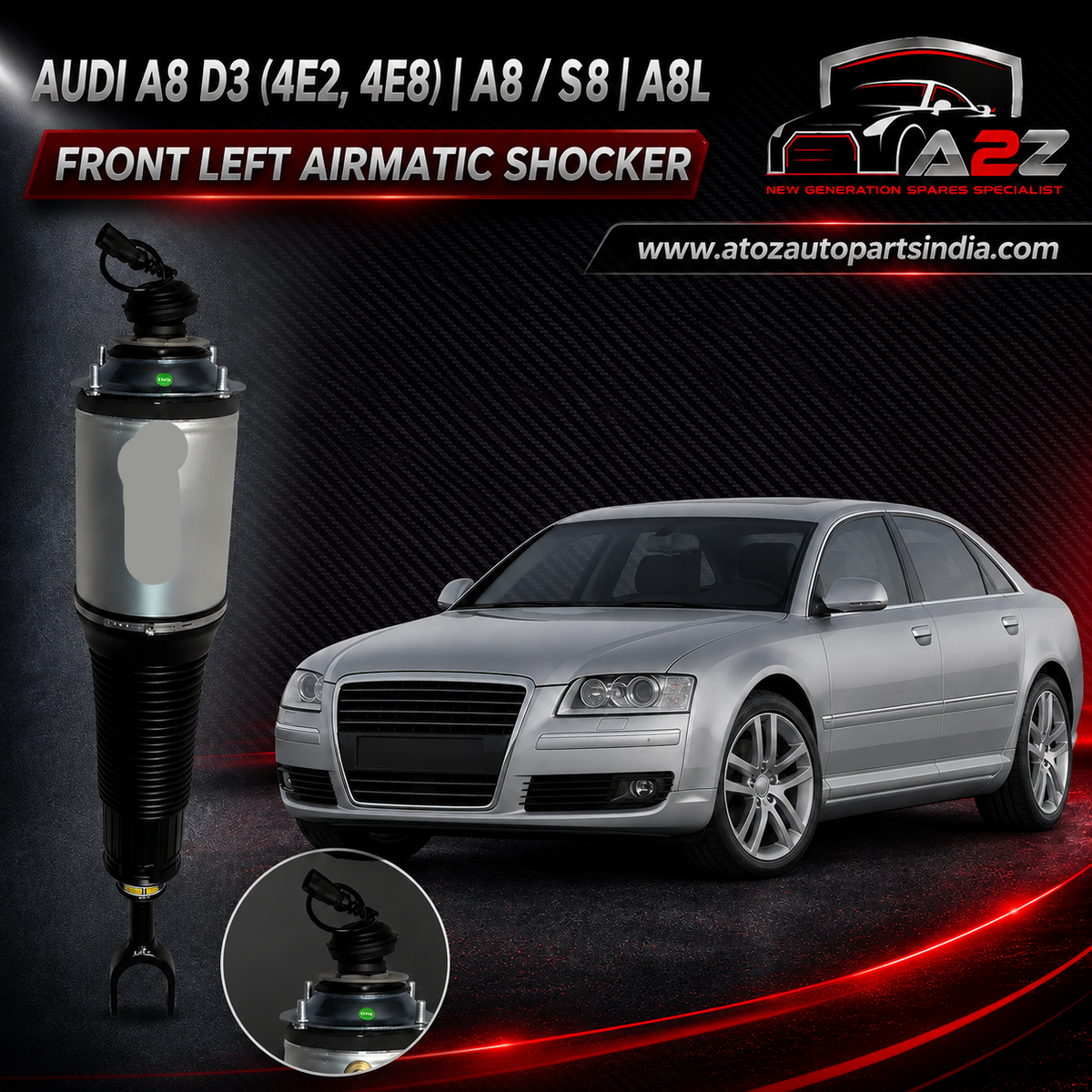 Front Left Air Suspension Shock Absorber Strut 4E0616039 4E0616039A Compatible With AUDI A8 D3 (4E2, 4E8) | A8 / S8 | A8L