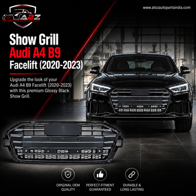 Show Grill Compatible With  Audi A4 B9 Facelift(2020-23) Shiny Grey Chrome  Tag 32