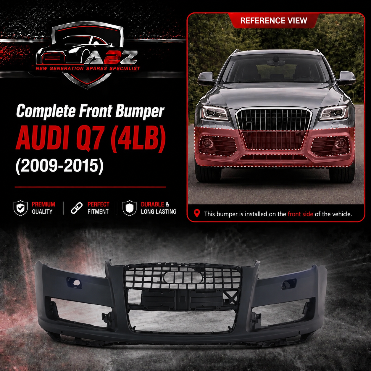 Front Bumper 4L0807105K 4L0807105KGRU Compatible With AUDI Q7 (4LB) (2009-2015) Tag No.112