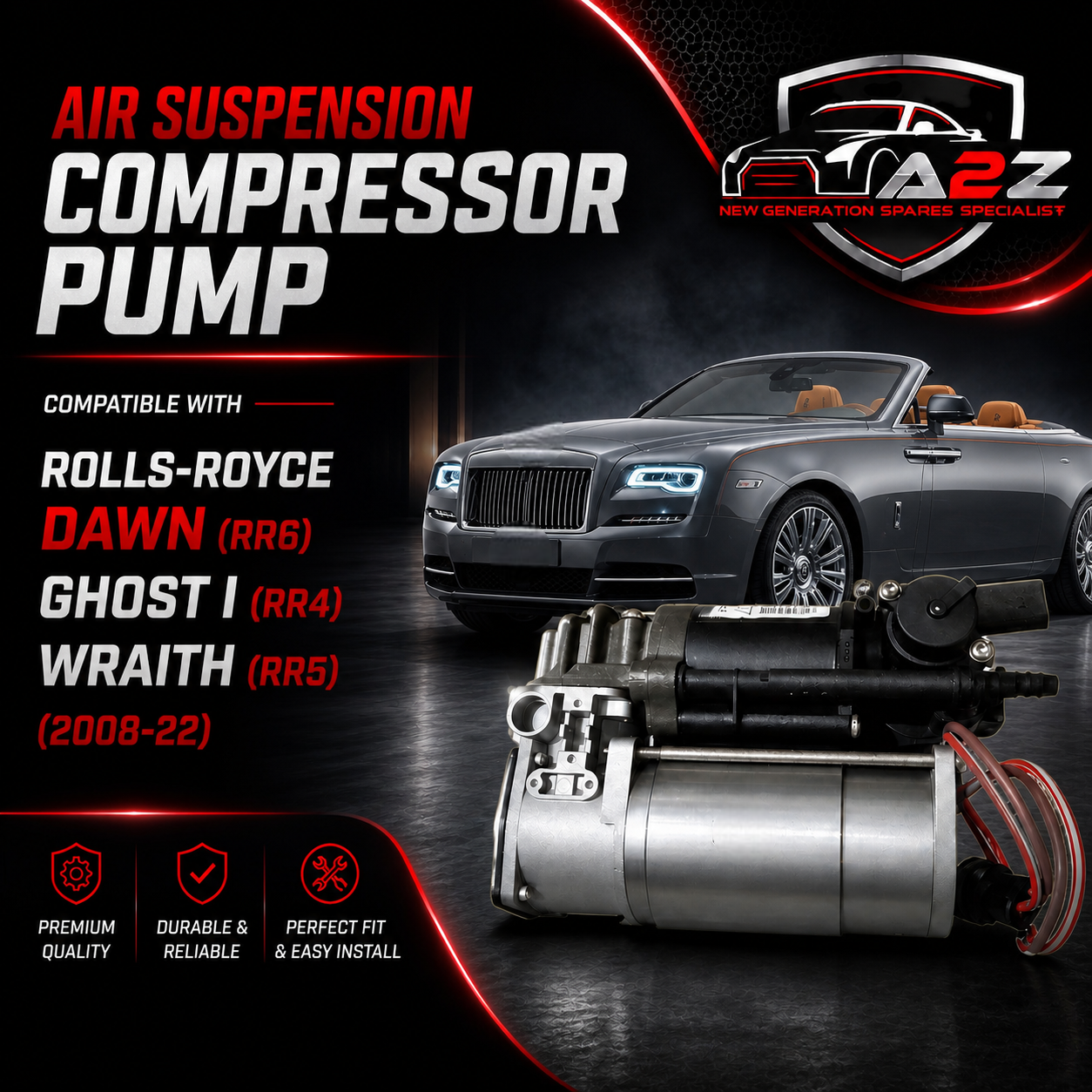 Air Suspension Compressor Pump 37206886059 & 37206850319 Compatible With ROLLS-ROYCE DAWN (RR6) GHOST I (RR4) WRAITH (RR5)