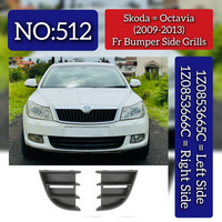 Front Bumper Side Grill Set Left 1Z0853665C & Right 1Z0853666C Compatible With Skoda Octavia (2010-2013) Tag No.512