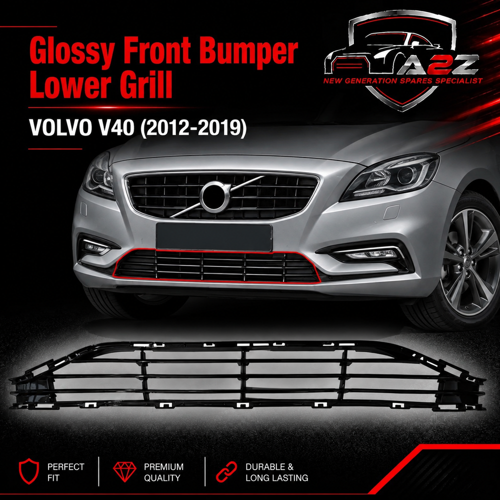Glossy Front Bumper Lower Grill 31283743 Compatible With VOLVO V40 (2012-2019) Tag No.217