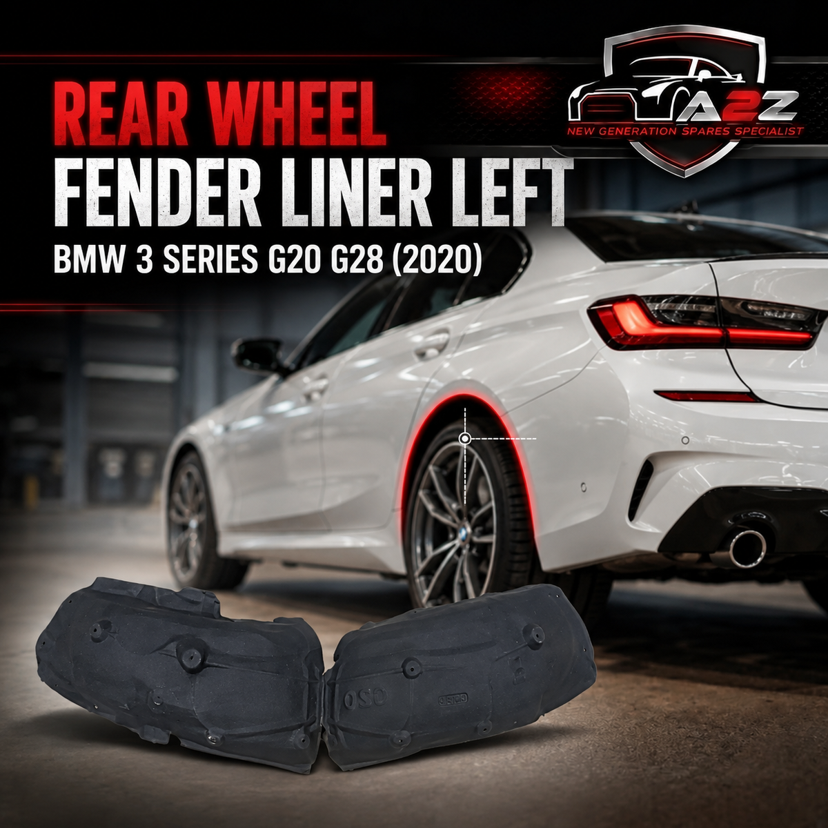 Rear Wheel Fender Liner Left 51718494391 & Right 51718494392 Compatible With BMW 3 Series G20 G28 (2020) Tag No.99,100