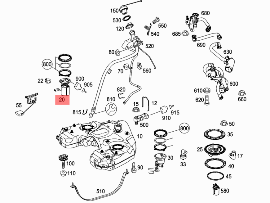 1644700394 Right Electric Fuel Pump For Mercedes-Benz GL-CLASS  W164 2007-2009 Tag-F-62