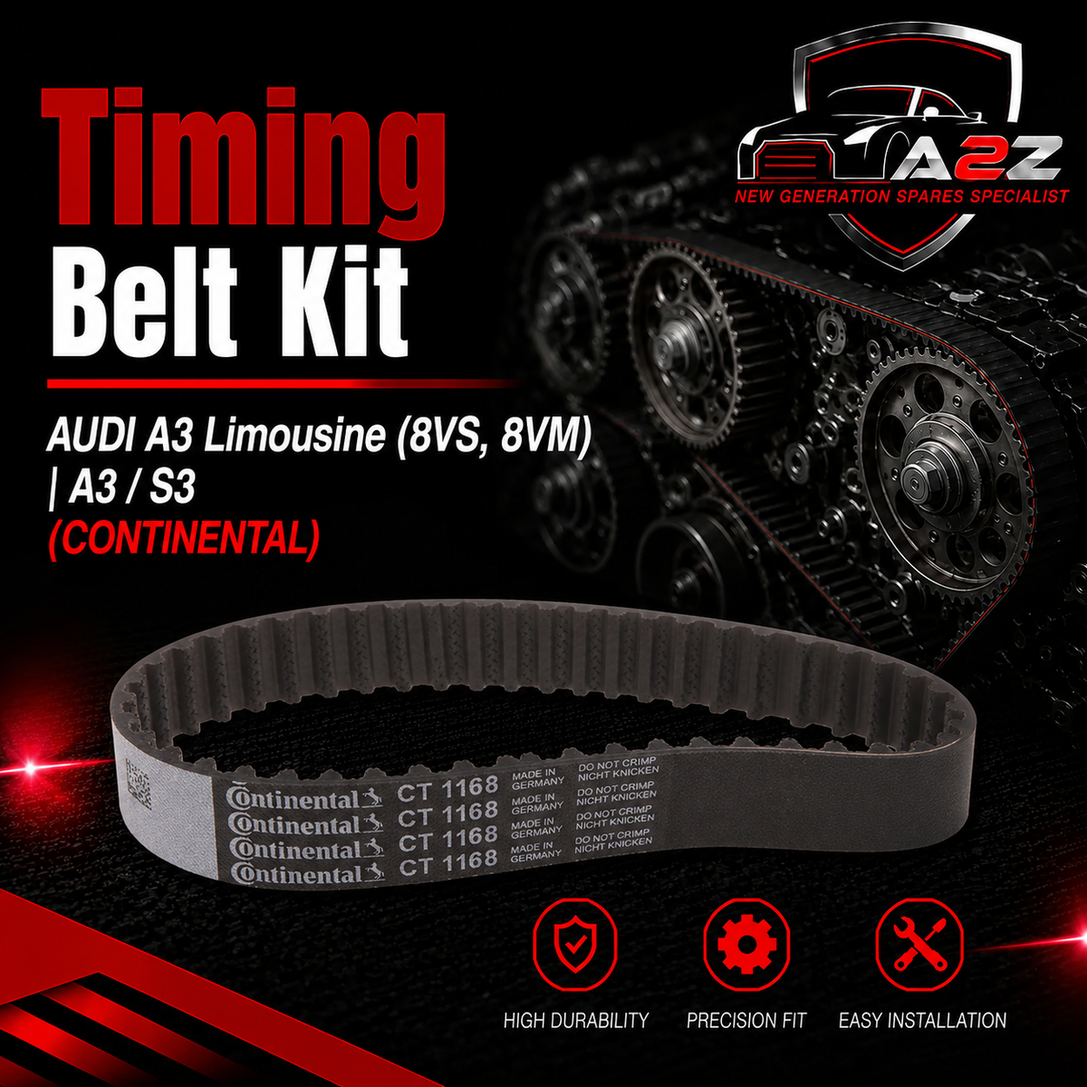 Timing Belt Kit CT1168K4 04L198119J 04L198119T Compatible With AUDI A3 Limousine (8VS, 8VM) | A3 / S3 (CONTINENTAL)
