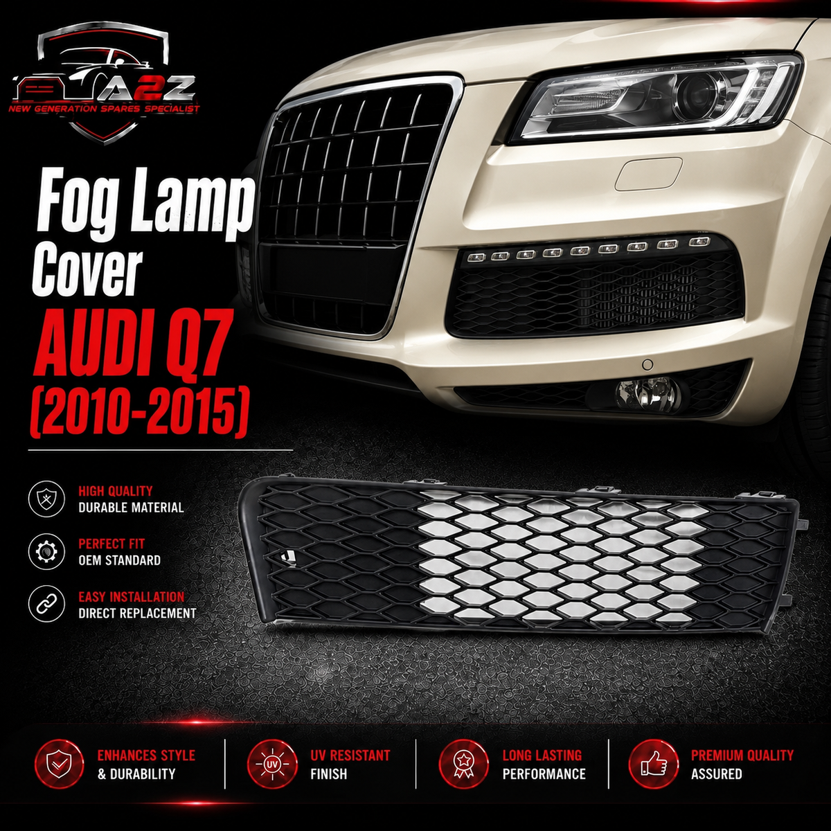Fog Lamp Cover Left 4L0807697B & Right 4L0807698B Compatible With AUDI Q7 (2010-15) Tag No.113