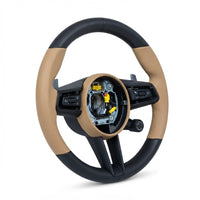 Two-Tone Black & Beige Smooth Leather Steering Wheel Compatible With Porsche All Models