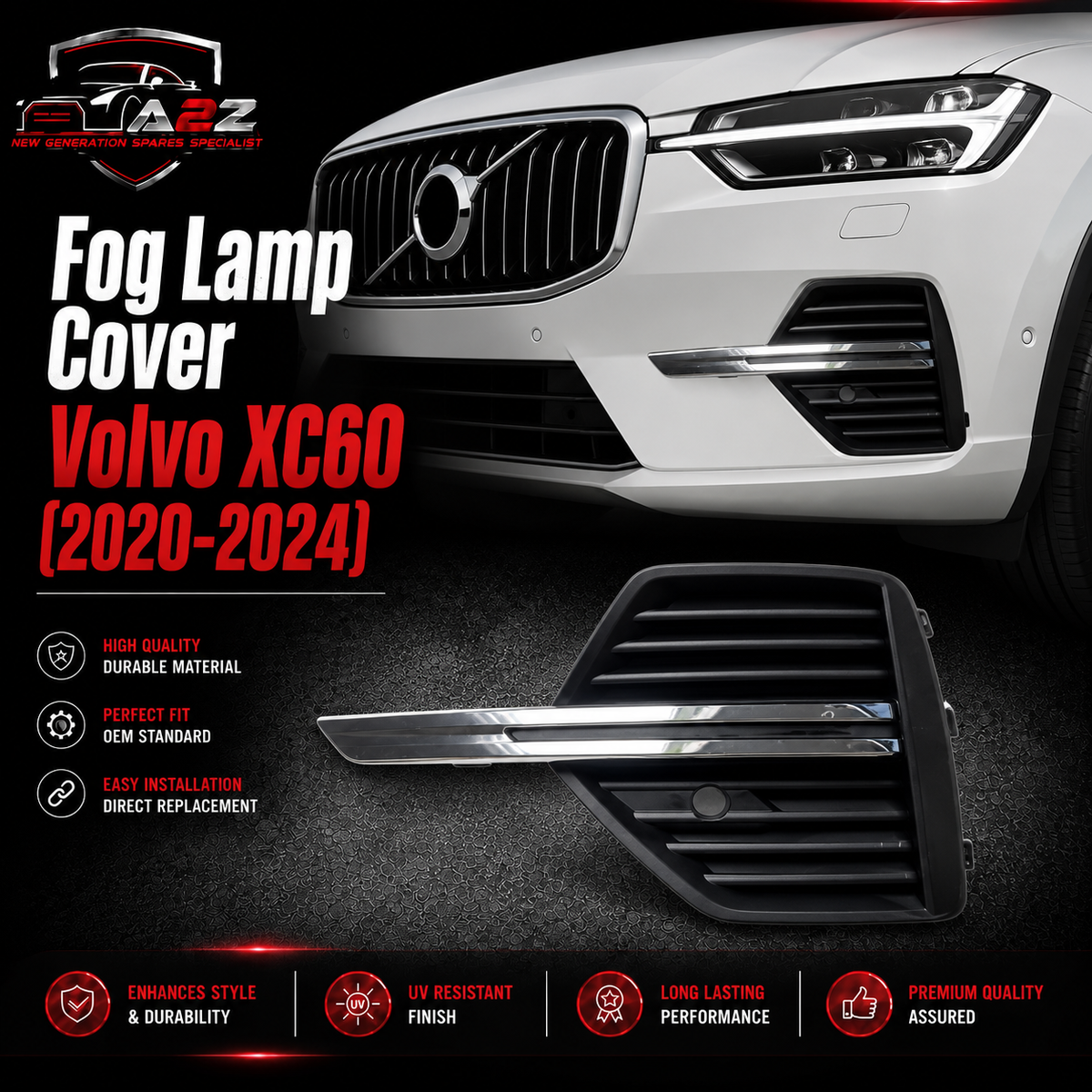 Fog Lamp Cover Left 32234946 & Right 32234947 Fog Lamp Chrome Right 32234952 & Left 32234953  Compatible With Volvo XC60 (2020-2024) Tag No.861