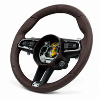 Dark Brown Smooth Leather Steering Wheel Compatible With Porsche All Models