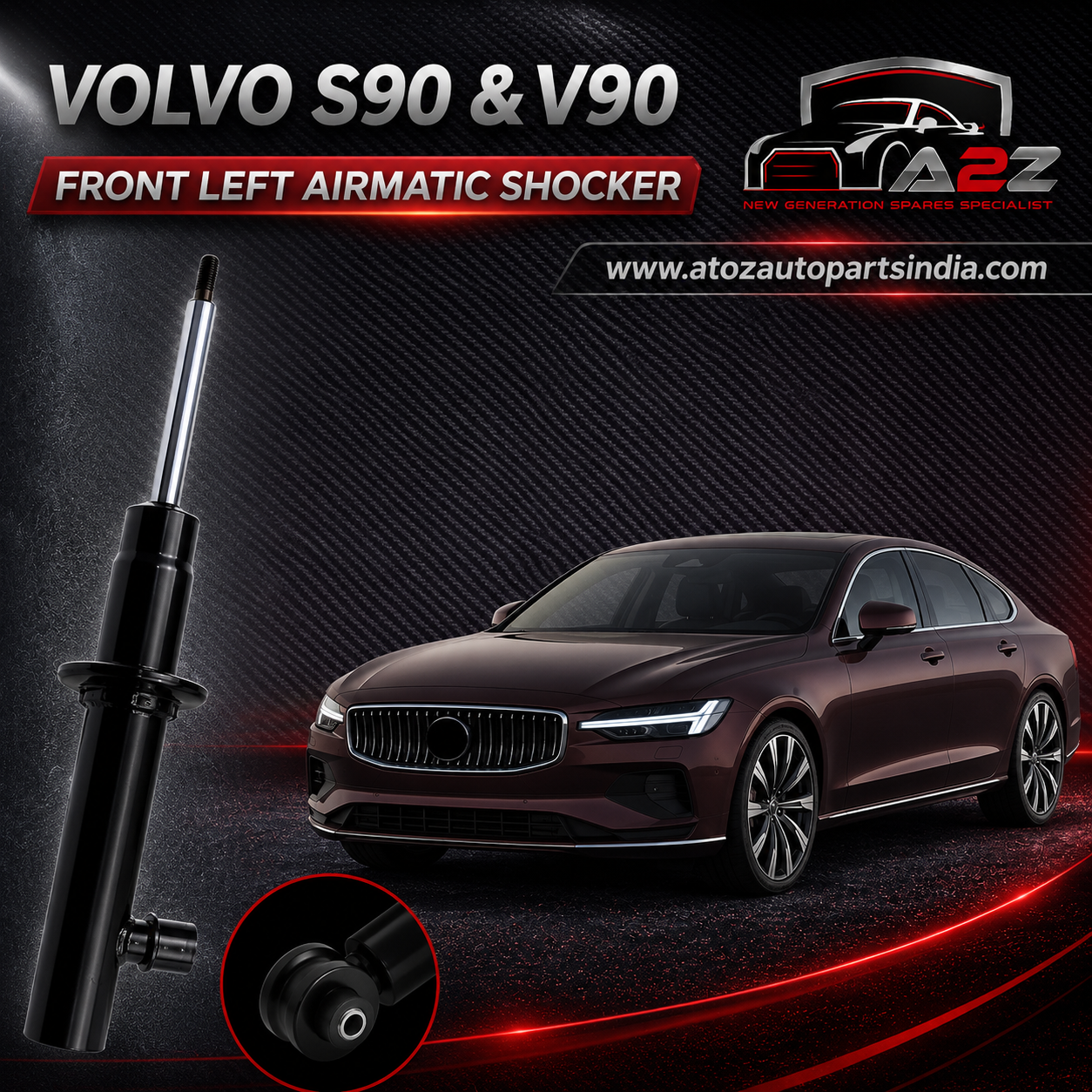 Front Left Air Suspension  Shock Absorber Strut 31476797 31658442 Compatible With VOLVO S90 & V90 (2017-25)