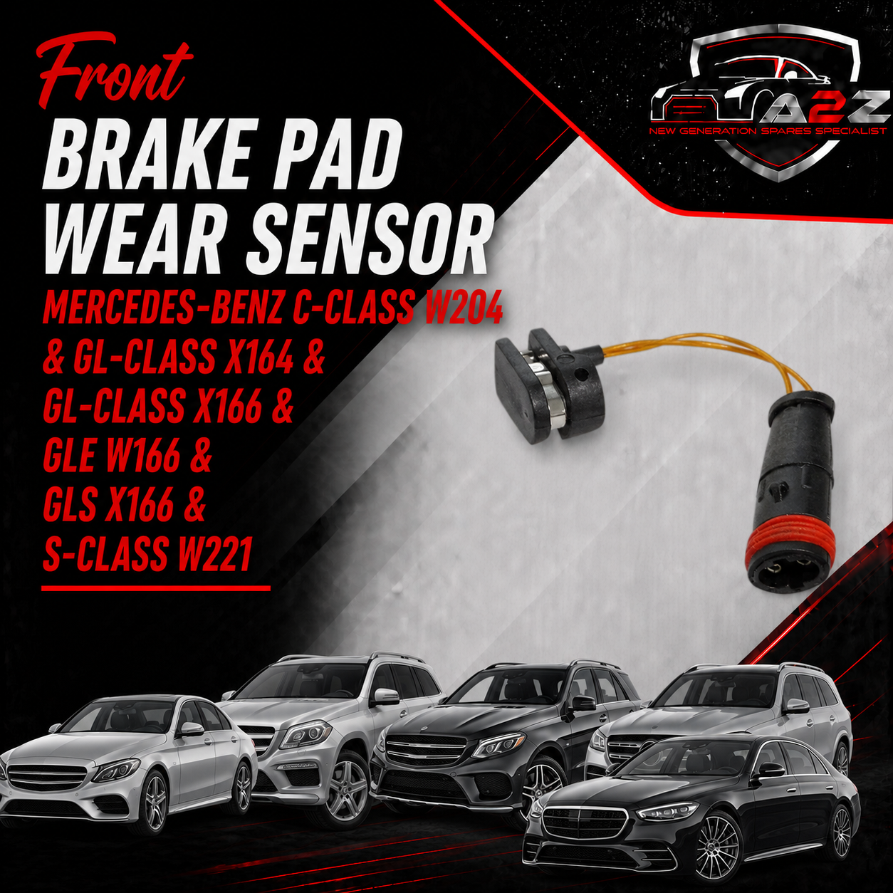Brake Pad Wear Sensor 2205401517 2205401517 A1645401017 A2205401517 Compatible With MERCEDES-BENZ C-CLASS W204 & GL-CLASS X164 & GL-CLASS X166 & GLE W166 & GLS X166 & S-CLASS W221