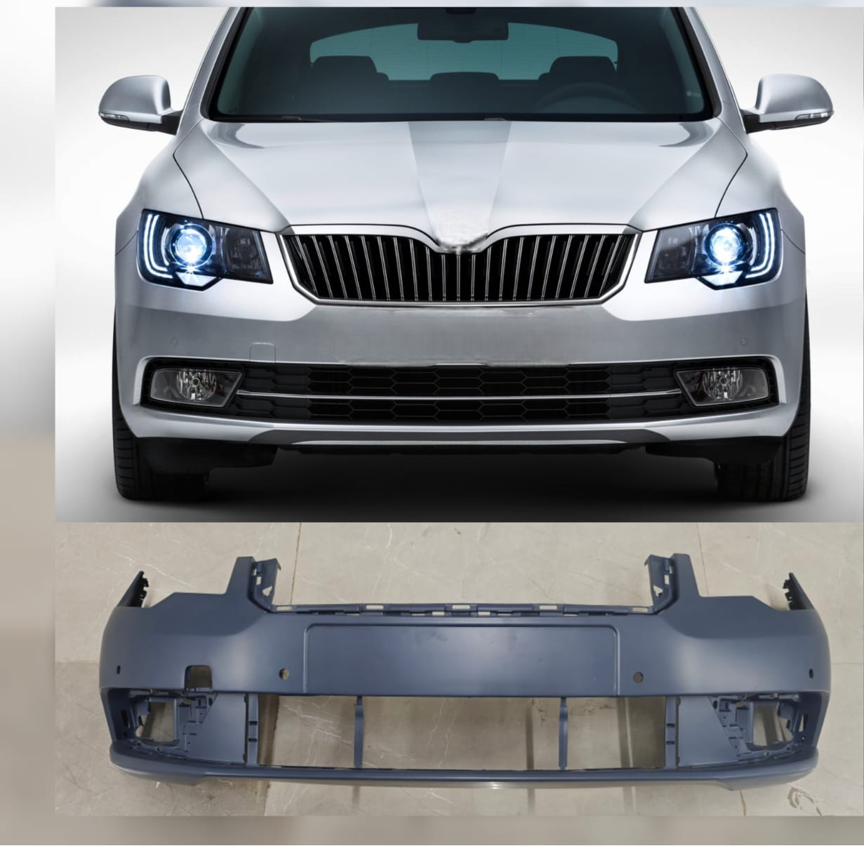 Complete Front Bumper 3T0807221L Compatible With Skoda Superb (2013-2015) Tag No.1161