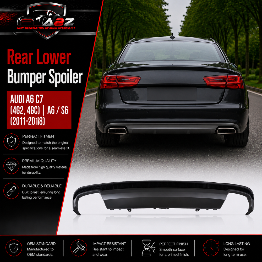 Rear Lower Bumper Spoiler 4G0807833B 4G0807833B9B9 Compatible With AUDI A6 C7 (4G2, 4GC) | A6 / S6 (2011-2018) Tag No.206A