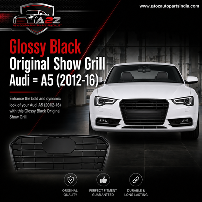 Glossy Black Original Show Grill Compatible With Audi = A5 (2012-16) Tag No.191